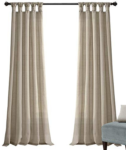 Lush Decor Paire de Rideaux de fenêtre noués en Toile de Jute avec Passants - 114,3 cm de Large x 241,3 cm de Long - Lin foncé