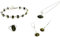MyBer® Bernstein Schmuckset Halskette Pendant Armband Ohrringe Ring Schmuck Set Damen Sterling Silber 925 grün PMBER11
