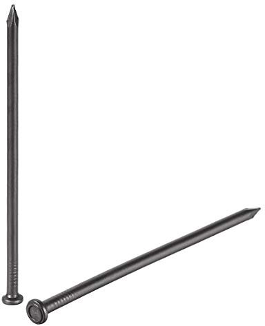 sourcing map Clous Carbone Acier Pointe Mur Ciment Quincaillerie Clou 100mm(3.9) 5mm Tige Diamètre Noir 10pcs