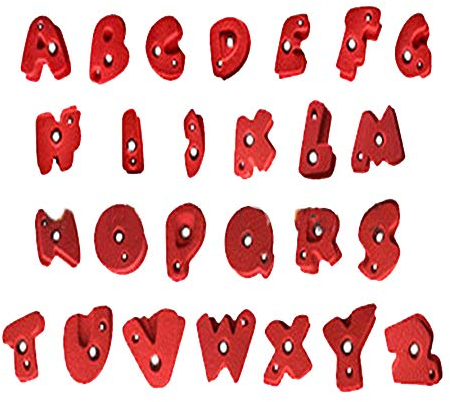 HSJCZMD Klettergriffe für Kinder, Harz-Material Wandklettern, Kletterwand Steine Nicht verblassen, 26 Englisch Alphabet Steine,C