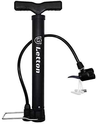 Letton Pompa da Pavimento Portatile per Bici, Pompa d'Aria per Pneumatici da Bicicletta, Mini Pompa da Pavimento, valvole Presta e Schrader reversibili 8 Bar / 120 psi, con ago a Sfera Multifunzione
