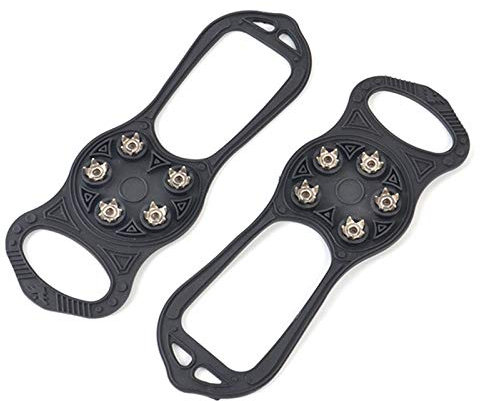 Dwevkeful Steigeisen Grödel Chainsen Eisspikes, Schuhkrallen mit 5 Edelstahl Zähne Spikes Schuhkrallen Grödeln Eisspikes für Klettern Bergsteigen Trekking Winter Outdoor