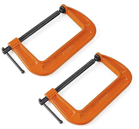 Pony 6-in C-Clamp Set, Clamps for Woodworking,1200lbs Load Limit, Ideal for most DIY, Woodworking and Household Clamping Projects-2 Pack