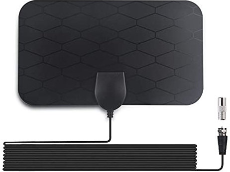 0.8Mm Antenne TNT IntéRieure Full HD HDTV AéRienne avec D'Excellente Performance pour Dvb-T TNT NuméRique Et Analogique TV Signaux, VHF/UHF/FM, FenêTre AéRienne, à 50Km Range-Noir