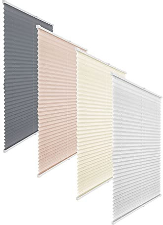 Victoria M. Elegance Plissee Sichtschutz Fenster Sonnenschutz, Lichtdurchlässig, mit und ohne Bohren, Feuchtraumgeeignet, 40 x 120 cm, Beige