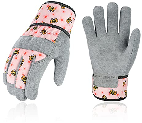 Vgo... 1 Paar Gartenarbeiterhandschuhe für Kinder im Alter von 3-9 Jahren, Kinderarbeitshandschuhe, weiche Sicherheitshandschuhe für das Spielen im Freien(KID-MF3561)