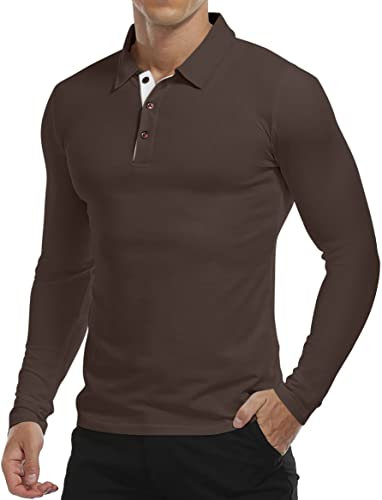 KUYIGO T-Shirt Men's Long Sleeve Cotton Sports Golf Tennis Basic Tees S-2XL