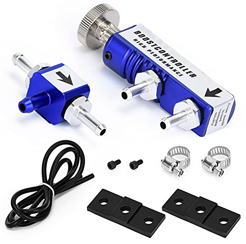 Turbo Boost Controller kit, Asudaro Manueller Boost Controller Adjust Controller Entlüftungsventil Manueller Kit Boost Controller Kit Universal für Auto,Blau