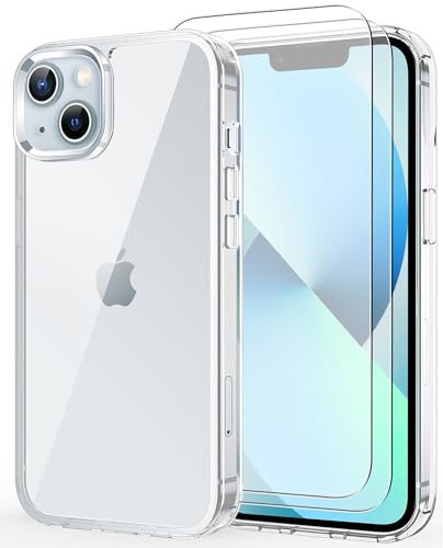 iCatchy for iPhone 13 Case 6.1-Inch, Shockproof Bumper Phone Cover, Anti-Yellowing Shock-Absorbent Clear Back Compatible with iPhone 13 (Clear)