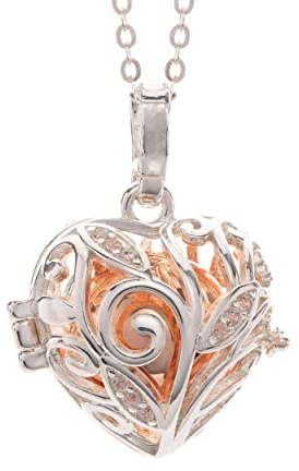 Pick Your Angel PYA Angel Caller Engelsrufer Kette mit Anhänger und Klangkugel aus 925 Sterling Silber 45cm Spiritueller Schmuck für Damen mit Herz - Kettenanhänger und Schutzengel- Halskette.