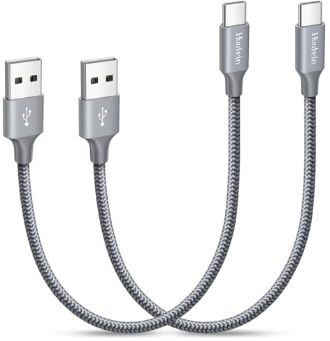 Short USB C Cable 0.3M 2Pack, USB to USB C Cable Short Nylon USBC Charger Lead 30CM Fast Charging for iPhone 15, for iPhone 16 Pro, Galaxy S25 S24 S23 A55 A15 A16 A13, Pixel, Car Charger, Android Auto