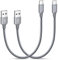 Short USB C Cable 0.3M 2Pack, USB to USB C Cable Short Nylon USBC Charger Lead 30CM Fast Charging for iPhone 15, for iPhone 16 Pro, Galaxy S25 S24 S23 A55 A15 A16 A13, Pixel, Car Charger, Android Auto