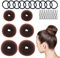 6 Stück Duttkissen, Donut Hair Bun Maker Set mit 10 Elastische Haarband und 10 u-förmige Haarnadeln, VEGCOO Duttkissen klein und groß Nylon Haardonut braun Dutt Hilfe für Kinder Mädchen