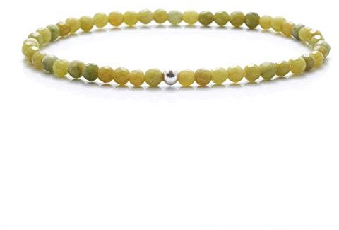 BERGERLIN Serpentin Armband echt mit 925 Sterling Silberperle - facettierte Perlen - Größe XS