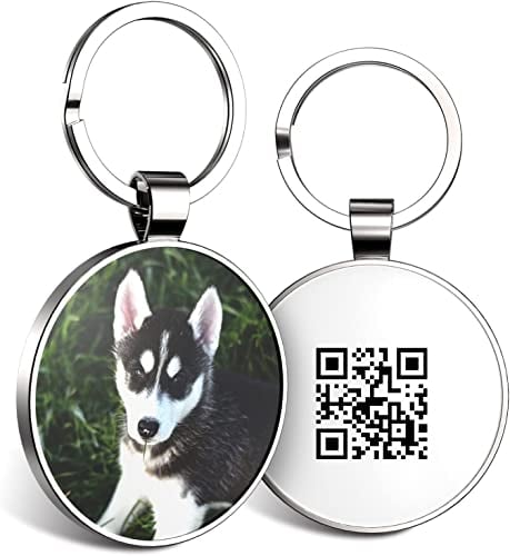 DISONTAG Placas para Perros Fotos Personalizadas QR Etiqueta de identificación Online - Pet Pass Quick Show Vacunas para Mascotas y Protección de la Privacidad (32mm)