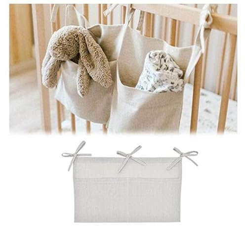 SuXHyez Hanging Storage Pocket Baby Cot Pocket Organiser for Holding Bottle Toy Diaper Nursery Solid Bedside Toys Hanging Storage Bag(Grey)