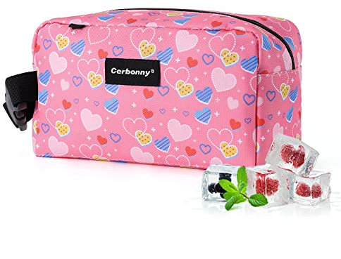 Cerbonny Freezable Lunch Bag, Mini Cooler Bag for Travel/Work/School, Pink, Rectangular, 9”X5”X4”, 6 oz, Zipper Closure