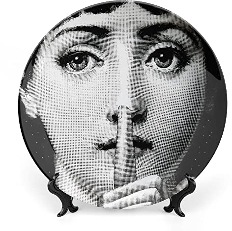 Lina Cavalieri - Piatto decorativo Fornase, da appendere alla parete, con staffa e speciale gancio a molla, stile 24,6 cm