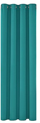 Deconovo Blickdicht Gardinen mit Ösen für Schlafzimmer Thermogardinen Vorhang Blickdicht dicke Thermovorhang Kälteschut Hitzeschutz, 175x140cm (HöhexBreite), Türkis, 1 Stück