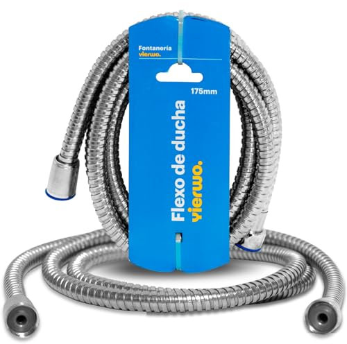 Flexo de Acero Inoxidable para Ducha con Juntas de Latón y Rosca hembra 1/2, Extensible de 1,70 a 2 Metros, Manguera Ducha Enrollable que Mantiene la Presión del Agua
