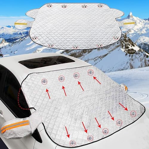 LULUETPUE Auto-Windschutzscheiben-Abdeckung für Eis und Schnee, magnetische Auto-Windschutzscheibe, Schneeabdeckung, Winter-Frostschutz, Auto-Fensterabdeckungen, Schneeschild, Eisabdeckung & 4-lagig,