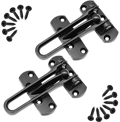 Yosawo 2 PCS Door Lock Latch,Home Security Door Lock, Swing Bar Door Lock,Safety Childproof Reinforcement Door Stopper,Hotel Door Latches with Screws(Black/SY)