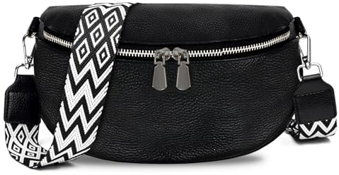 TANTOMI Umhängetasche Damen Bauchtasche Leder, Crossbody Bag Breiter Gurt, Damen-Umhängetaschen Bauchtasche Stylisch, Gürteltasche Damen Elegante