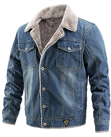 ORANDESIGNE Giacca di Jeans da Uomo in Velluto Spesso Jacket Militare da Cowboy in Pile Invernale Caldo Capispalla Multi Tasche Invernale Parka Cappotto