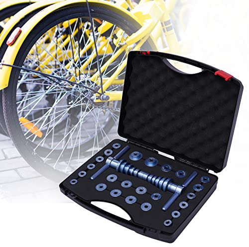 wanwanper Fahrrad-Lagerpressen-Set, Universal-Naben- und Radlager-Einbausatz mit Aufbewahrungsbox, Fahrrad Lager Presse Werkzeuge für Fahrrad Naben Rahmen Rad Tretlager Press Set