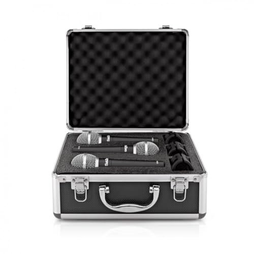 SUBZERO Dynamic Vocal Microphone 3 Piece Set with Clips & Case