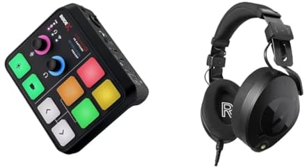 RØDE Streamer X Professional Integrated Audio Interface and 4K Video Capture Card with XLR + RØDE NTH-100 Professional Over-ear Headphones For Content Creation