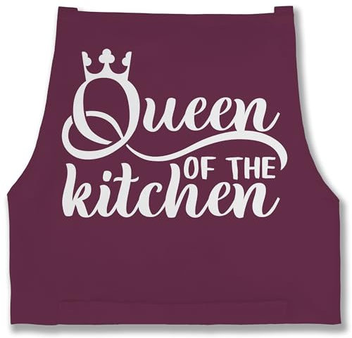 Shirtracer Schürze - Küche - Queen of the kitchen - weiß - 85x69 - Aubergine - koch kochen apron küchen kochschürze geschenke aus der