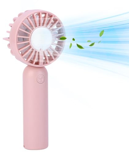 Miawtro Mini Handheld Fan, Portable Hand Fan, Small Fan Handheld with 3-Speeds USB Rechargeable Personal Small Desk Fan with Base for Home Office School Travel Sport Outdoor Activities (Pink)