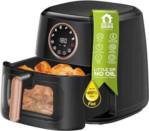 Heissluftfritteuse XL 7,2 Liter, 1750W, digitale XL Heißluftfritteuse, 8 Programme, Airfryer, Fritteuse ohne Fett/Öl, 30°C - 200°C Luftfritteuse Air Friteuse AF200 schwarz