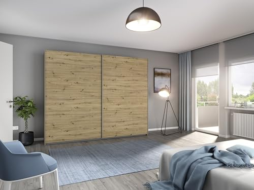 möbelando Schwebetürenschrank >Aurelia< in Eiche Artisan - 261x210x59 (BxHxT)