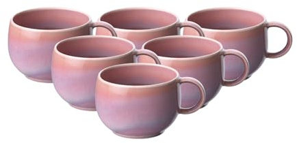 Villeroy & Boch like. by Perlemor Coral Espressotassen 6er Set, 60 ml, Mokkatassen im Pottery Look mit Effektglasur, 8,5 x 6,5 x 5 cm, Premium Porzellan