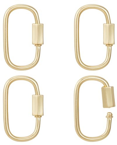 UNICRAFTALE About 5pcs Real 18K Gold Screw Keychain Carabiner Lock Clasps Brass Oval Screw Locking Clasp Clip Hook Quick Link for Jewelry Making Pendant Keyrings Handbag Accessory