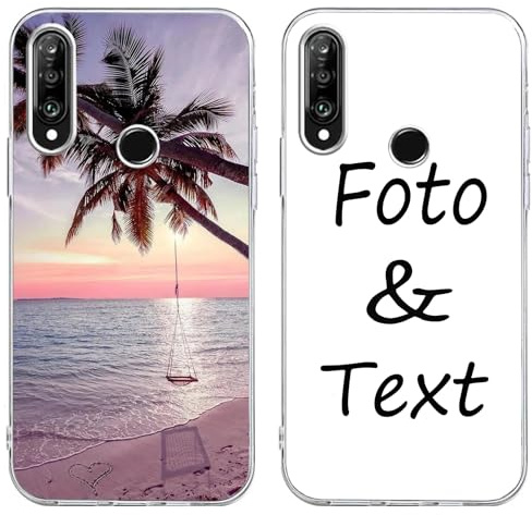 DCPPCY Personalisierte Handyhülle für Huawei P20 Lite Hülle Personalisierte,mit Eigenem Foto Bild Text Individuelle Schutzhülle Transparent Silikon Handyhülle Selbst Gestalten Text Custom Case