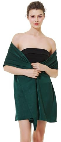 BEAUTELICATE Damen Stola Schal Damen Festlich Elegante Seide Satin Tücher Schultertuch mit Einzigartig Textur für Brautkleider Abendkleider Sommer Hochzeit (Dunkelgrün, Einheitsgröße)