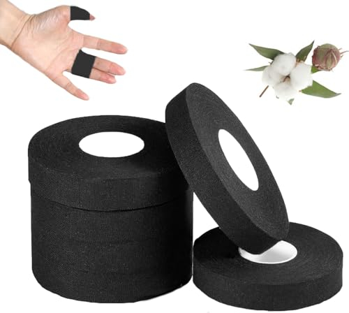 ANAMPION 6 Rollen Sporttape 1.5cmx10m Tape Sport Reißbares Unelastisches Hypoallergenes Tapes Medizinische Klebebänder für Fußball Volleyball Klettern(Schwarz)