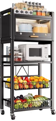Alacena de Cocina Despensa Vitrina con Gran Capacidad, Carrito de Cocina con Ruedas de 55 cm Ancho, Garaje Oficina Despensa Medidas 55 X 35 X 145.5cm(Size:B)
