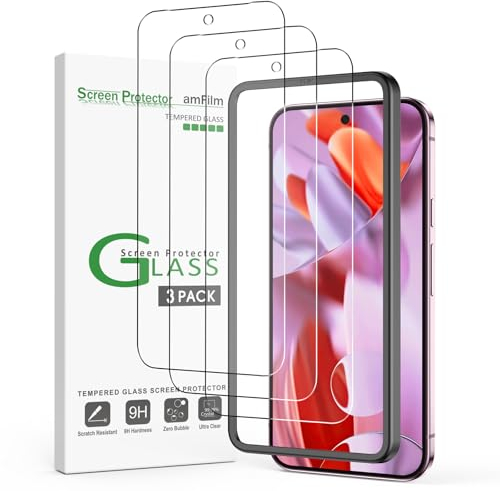 amFilm Protector Pantalla para Google Pixel 9 Pro XL (3 Piezas), Vidrio Templado 0.26 mm de Grosor HD Clear, Anti-Scratch Bubbles-Free