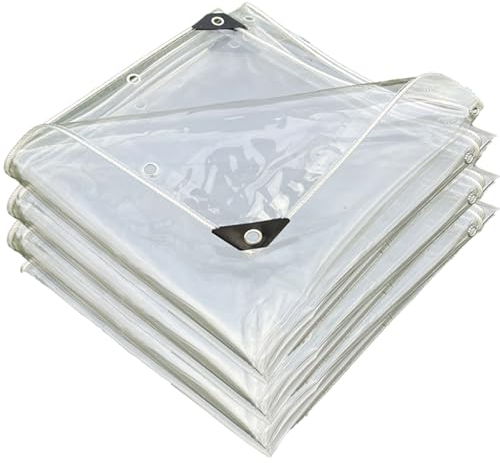 AMWTH Wetterfeste Plane Transparent,Abdeckplane Kunststoff mit Ösen,Reißfest Wetterfeste Mehrzweck Tarp,für Camping Balkon Garten Pavillon Pflanzen Gewächshaus Dach