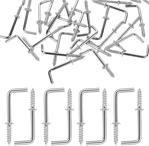 Giantree 100 ganci a vite a forma di L da 3/4 di pollice in argento, 1 forma e 7 ganci ad angolo retto