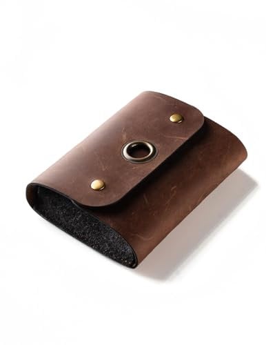 Crazy Horse Craft, Leather Travel Bag, Cable Organiser, Wood Brown, Small Pouch for Laptop Mouse, Phone Charger, Electronic Accessories, Holiday Essentials, Cord Case, Cosmetics, Makeup Kit Holder