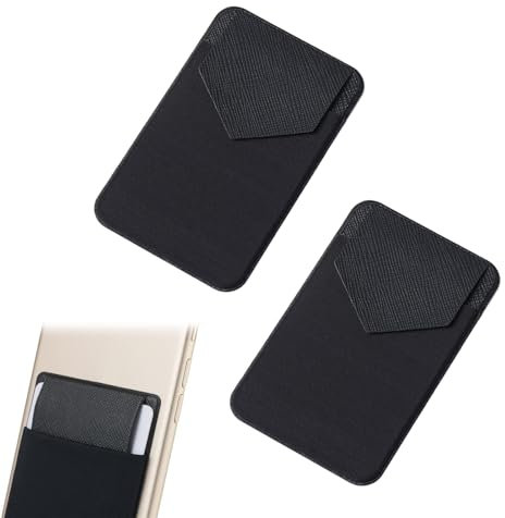 Portefeuille à Coller pour Smartphone, Porte Carte Adhésif pour Téléphone, Étui Portefeuille Fortement Adhésif, Porte Cartes pour l'Arrière du Téléphone, 2 Pièces Porte Cartes de Crédit Adhésif, Noir