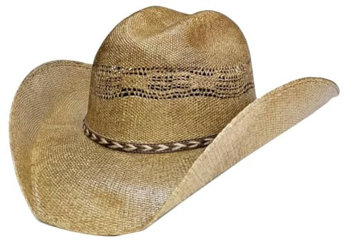 Modestone Sombrero tradicional de vaquero Bangora Rodeo de paja con diseño de pelo de caballo, 2 tonos, marrón, Marrón, 6 7/8
