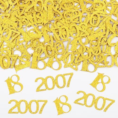 Konfetti 18 Geburtstag Deko,100 Stk Tischdeko Geburtstag Mädchen Junge 2007,18th Birthday Gift,Glitzer Gold Streudeko zum Geburtstagsdeko Tisch