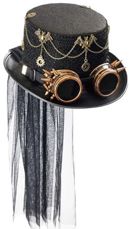 Steampunk Uni Viktorianischer Non-Woven Hut Kostüm Hut Uni mit Rollenspielbrille Hippie Halloween Hut