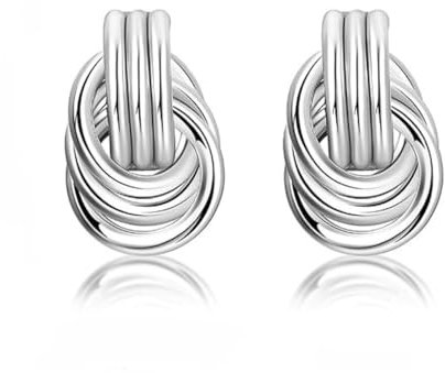 Ohrstecker Silber 925 Damen Knoten Ohrstecker für Frauen Klobig Trendig Leicht Hohl Verdreht Baumeln Tropfen Ohrringe Silber Ohrringe Damen 925 Stecker Modeschmuck Geschenk